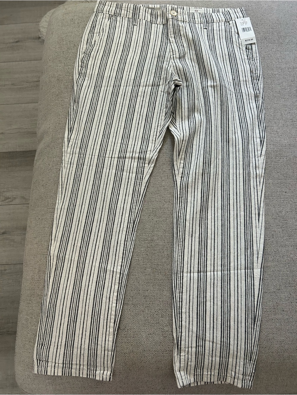 AG Beige and Black Striped Casual Pants
